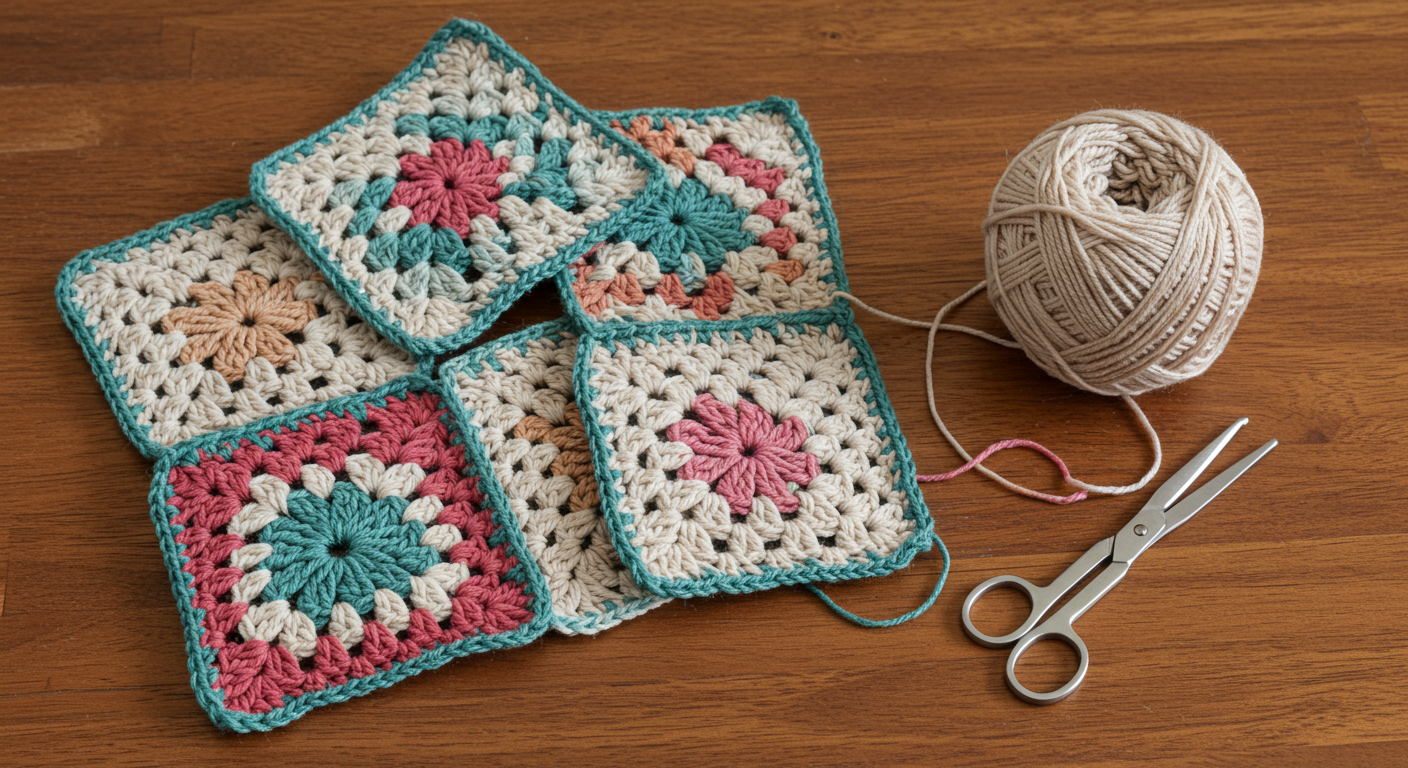 Coloridos Granny Squares tejidos a crochet