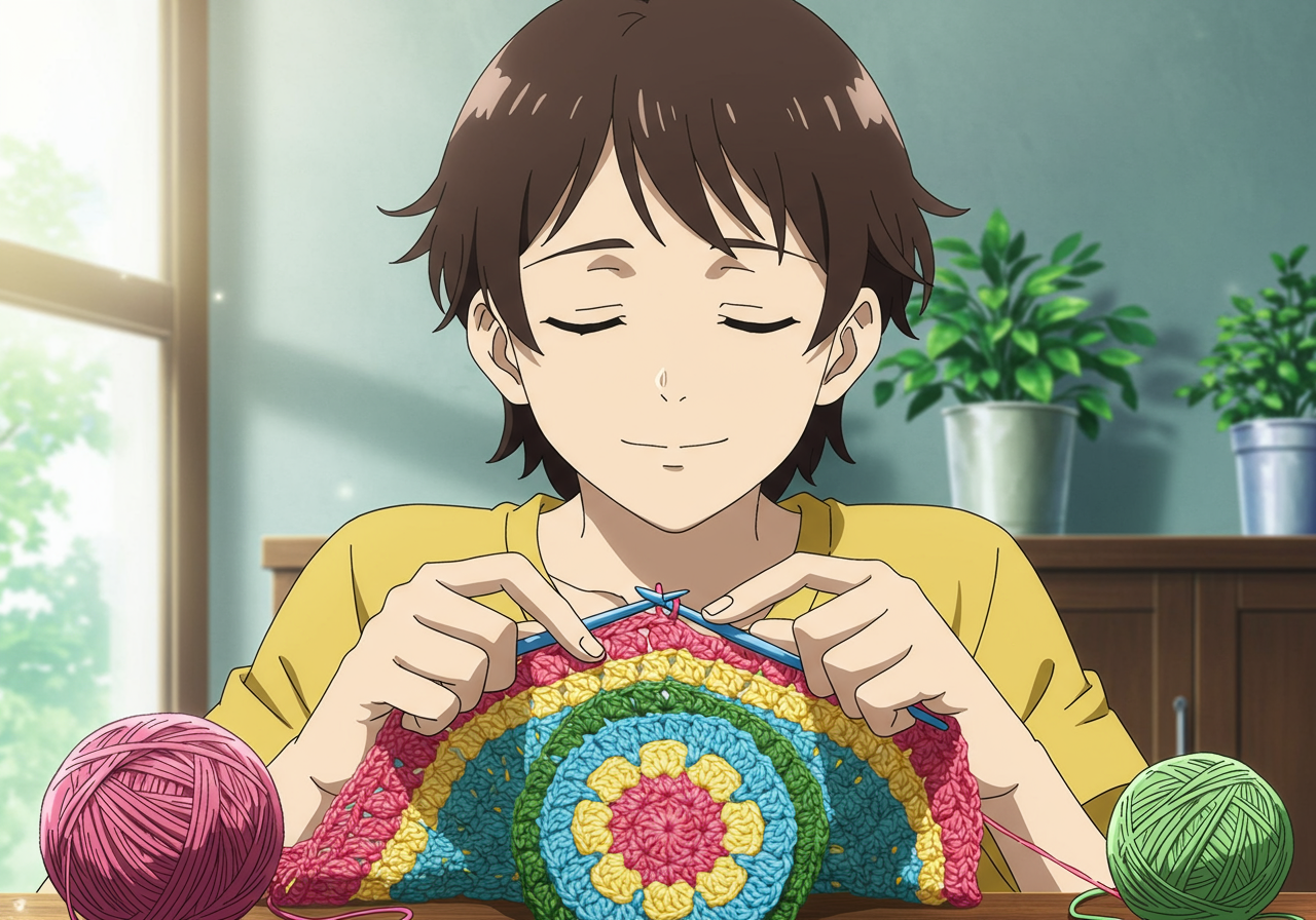 Banner de Anime sobre Crochet y Relajación